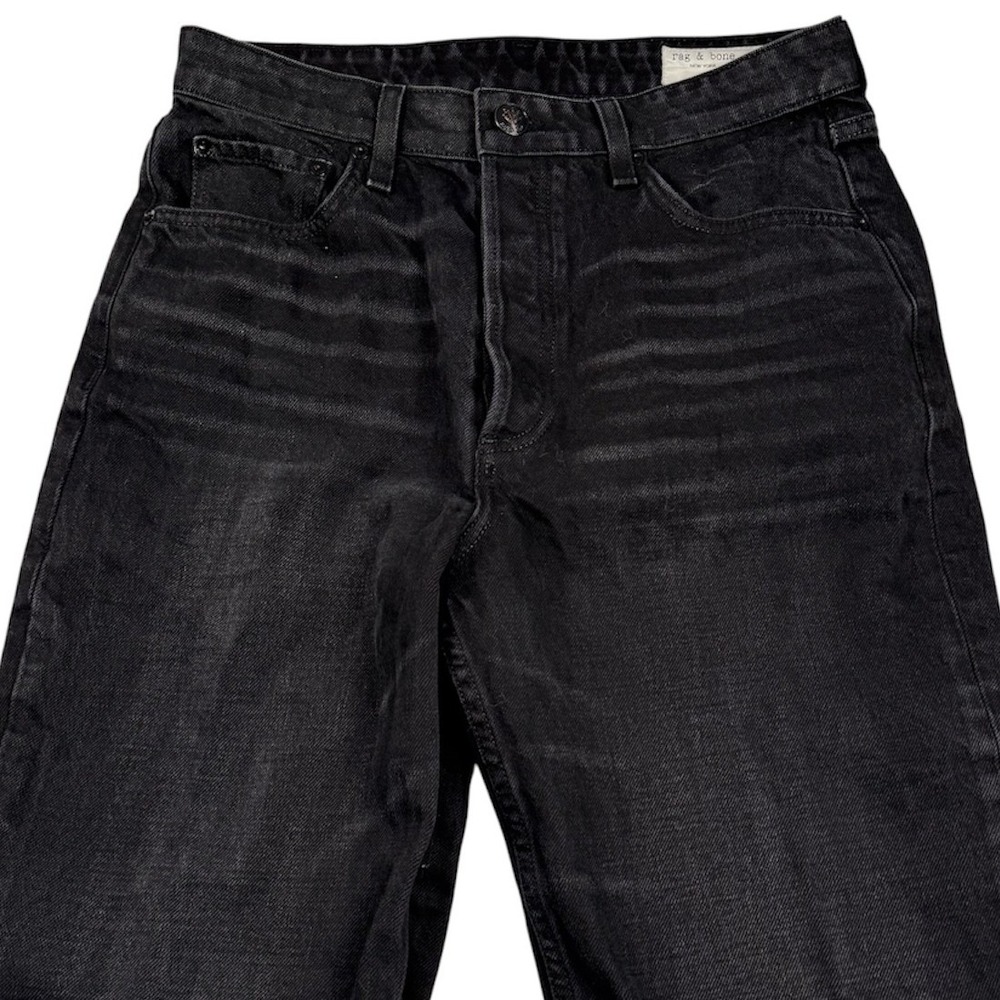 rag & bone Alex High Rise Straight Jeans Womens 30 Black Button Fly Denim Cotton